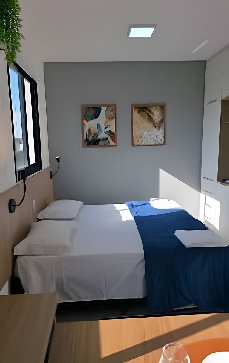 Studio próximo à USP com piscina e academia