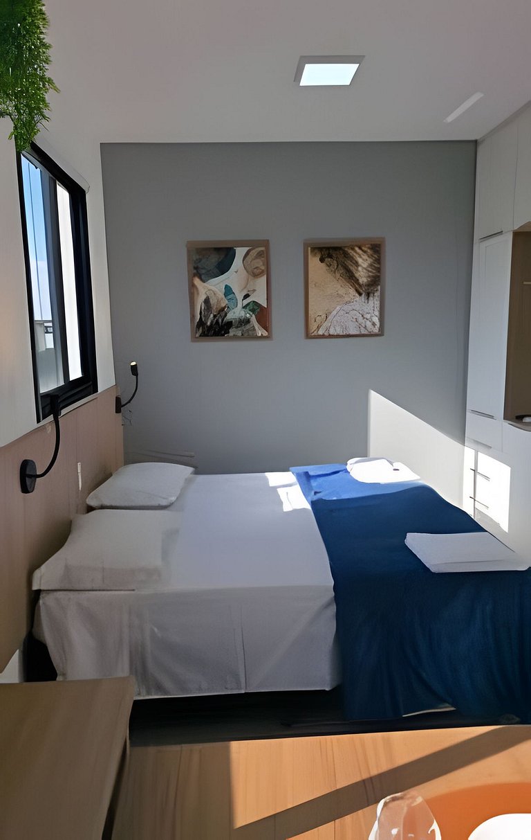 Studio ao lado da USP com piscina e academia